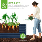 Outdoor Metal Raised Garden Bed for Vegetables, Flowers, Herbs - 8x4x2ft