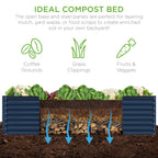 Outdoor Metal Raised Garden Bed for Vegetables, Flowers, Herbs - 8x4x2ft