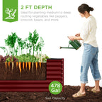 Outdoor Metal Raised Garden Bed for Vegetables, Flowers, Herbs - 8x4x2ft