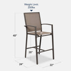 Set of 2 Outdoor Barstools, Patio Chairs w/ Footrests, All-Weather Mesh