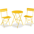 3-Piece Small Folding Patio Bistro Set w/ 2 Chairs