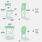 3-Piece Small Folding Patio Bistro Set w/ 2 Chairs