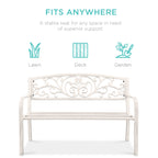 Steel Bench for Outdoor, Patio, Garden w/ Floral Design - 50in