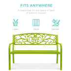 Steel Bench for Outdoor, Patio, Garden w/ Floral Design - 50in