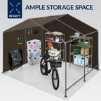 Outdoor Fabric Storage Shed w/ Metal Frame, Dual Zipper Doors - 10x8ft