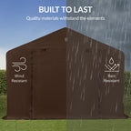 Outdoor Fabric Storage Shed w/ Metal Frame, Dual Zipper Doors - 10x8ft