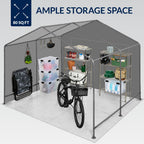 Outdoor Fabric Storage Shed w/ Metal Frame, Dual Zipper Doors - 10x8ft