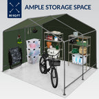 Outdoor Fabric Storage Shed w/ Metal Frame, Dual Zipper Doors - 10x8ft