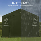 Outdoor Fabric Storage Shed w/ Metal Frame, Dual Zipper Doors - 10x8ft