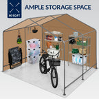 Outdoor Fabric Storage Shed w/ Metal Frame, Dual Zipper Doors - 10x8ft