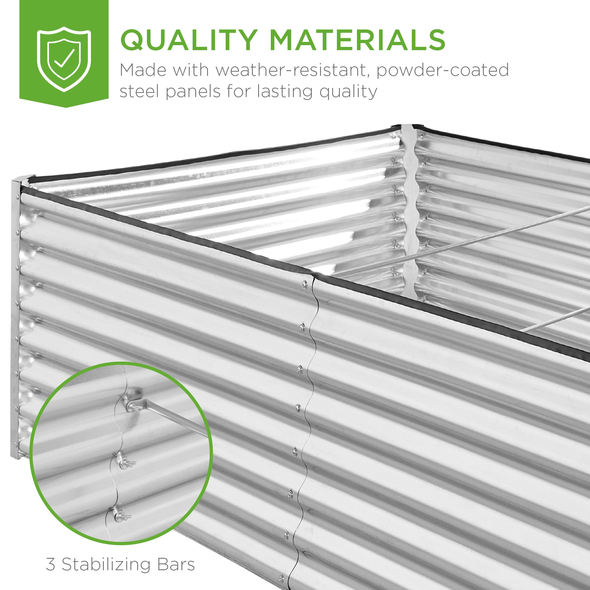 Outdoor Metal Raised Garden Bed for Vegetables, Flowers, Herbs - 8x4x2ft