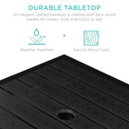 Outdoor Wicker Patio Side Table Accent Furniture w/ Umbrella Hole