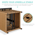Outdoor Wicker Patio Side Table Accent Furniture w/ Umbrella Hole