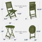 3-Piece Acacia Wood Bistro Set w/ Folding Table, 2 Chairs