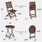 3-Piece Acacia Wood Bistro Set w/ Folding Table, 2 Chairs