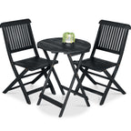3-Piece Acacia Wood Bistro Set w/ Folding Table, 2 Chairs