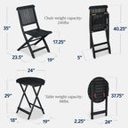 3-Piece Acacia Wood Bistro Set w/ Folding Table, 2 Chairs