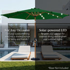 Woodgrain Pattern Solar LED Lighted Patio Umbrella w/ Adjustable Tilt - 10ft
