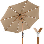 Woodgrain Pattern Solar LED Lighted Patio Umbrella w/ Adjustable Tilt - 10ft