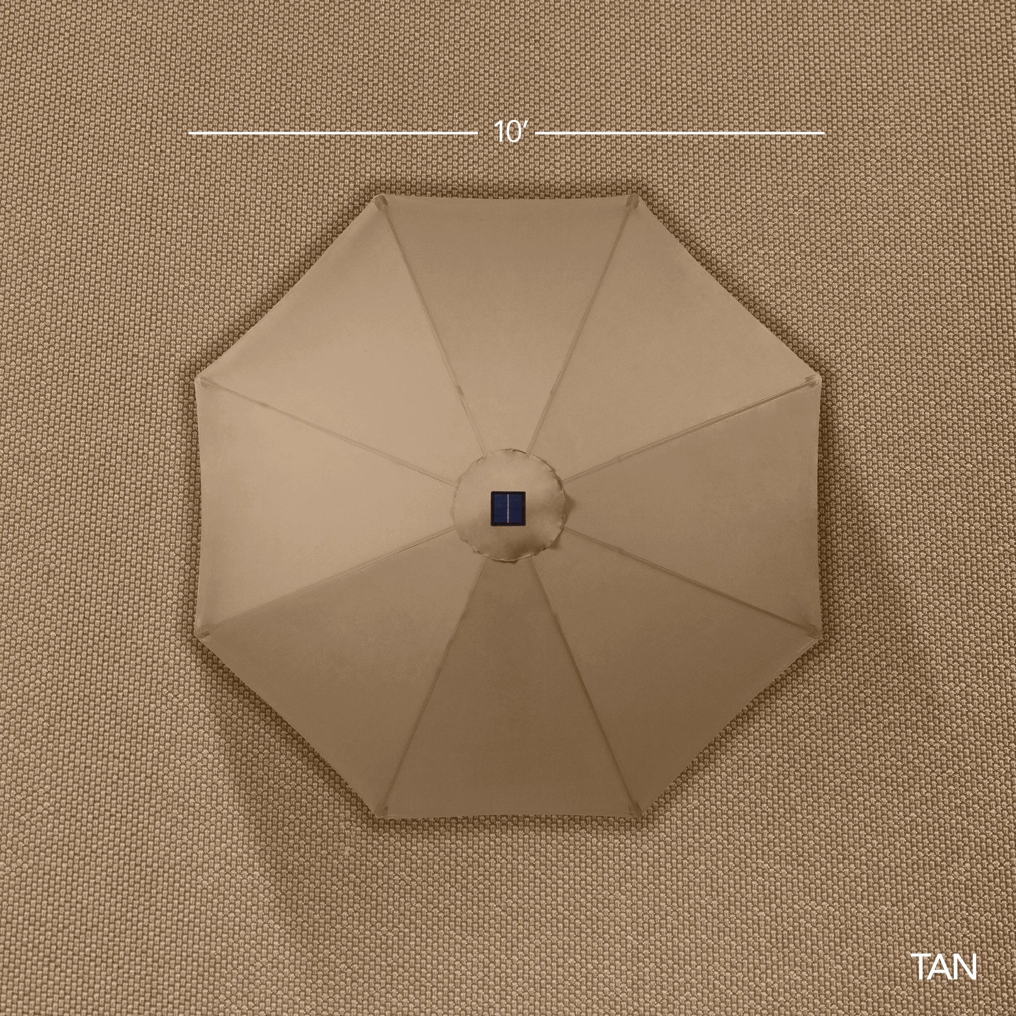Woodgrain Pattern Solar LED Lighted Patio Umbrella w/ Adjustable Tilt - 10ft