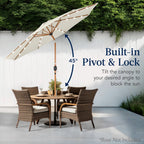 Woodgrain Pattern Solar LED Lighted Patio Umbrella w/ Adjustable Tilt - 10ft