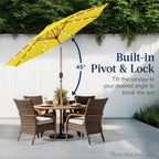 Woodgrain Pattern Solar LED Lighted Patio Umbrella w/ Adjustable Tilt - 10ft