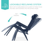 Folding Zero Gravity Recliner Patio Lounge Chair w/ Canopy, Side Tray