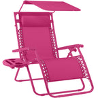 Folding Zero Gravity Recliner Patio Lounge Chair w/ Canopy, Side Tray