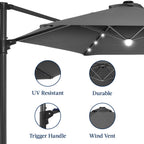 360 LED Rotating Cantilever Offset Patio Umbrella - 10ft