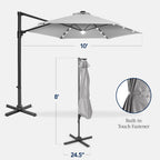 360 LED Rotating Cantilever Offset Patio Umbrella - 10ft