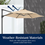 360 LED Rotating Cantilever Offset Patio Umbrella - 10ft