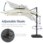 9x12ft 2-Tier Outdoor Solar LED Cantilever Patio Umbrella