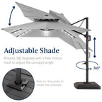9x12ft 2-Tier Outdoor Solar LED Cantilever Patio Umbrella
