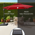 9x12ft 2-Tier Outdoor Solar LED Cantilever Patio Umbrella