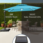 9x12ft 2-Tier Outdoor Solar LED Cantilever Patio Umbrella
