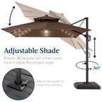9x12ft 2-Tier Outdoor Solar LED Cantilever Patio Umbrella