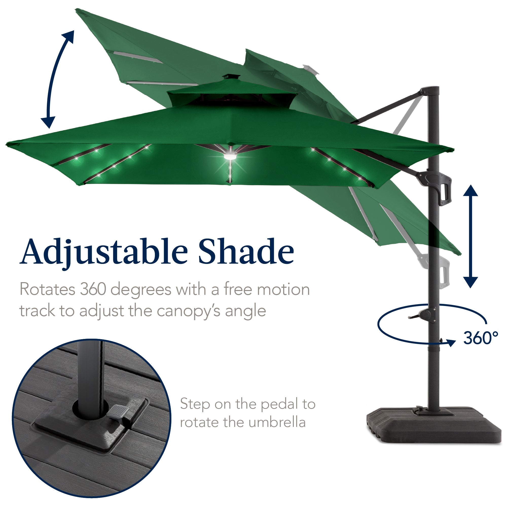 9x12ft 2-Tier Outdoor Solar LED Cantilever Patio Umbrella
