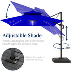 9x12ft 2-Tier Outdoor Solar LED Cantilever Patio Umbrella