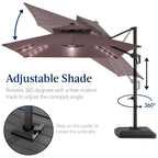 9x12ft 2-Tier Outdoor Solar LED Cantilever Patio Umbrella