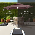 9x12ft 2-Tier Outdoor Solar LED Cantilever Patio Umbrella