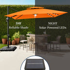 9x12ft 2-Tier Outdoor Solar LED Cantilever Patio Umbrella