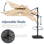 9x12ft 2-Tier Outdoor Solar LED Cantilever Patio Umbrella