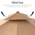 12x12ft 2-Tier Outdoor Solar LED Cantilever Patio Umbrella