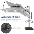 12x12ft 2-Tier Outdoor Solar LED Cantilever Patio Umbrella