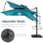 12x12ft 2-Tier Outdoor Solar LED Cantilever Patio Umbrella