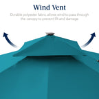 12x12ft 2-Tier Outdoor Solar LED Cantilever Patio Umbrella