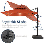12x12ft 2-Tier Outdoor Solar LED Cantilever Patio Umbrella