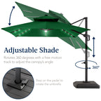 12x12ft 2-Tier Outdoor Solar LED Cantilever Patio Umbrella