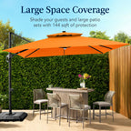 12x12ft 2-Tier Outdoor Solar LED Cantilever Patio Umbrella