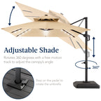 12x12ft 2-Tier Outdoor Solar LED Cantilever Patio Umbrella